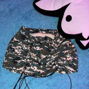 Digital Camouflage Mini y2K ruched mini skirt
